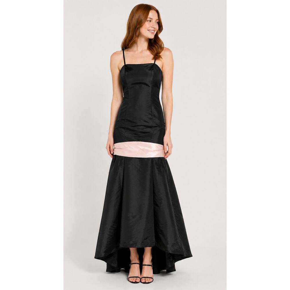 Watters & Watters Mermaid Maxi Bridesmaid Formal Dress Womens Size 2 Black Pink